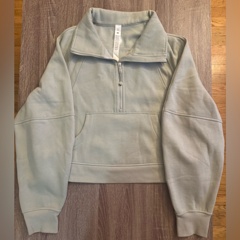Lululemon Scuba oversized funnel neck sweater. Jade Grey. Light Green tone. M/L